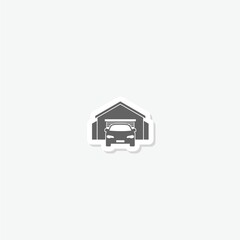 Garage door icon sticker isolated on gray background