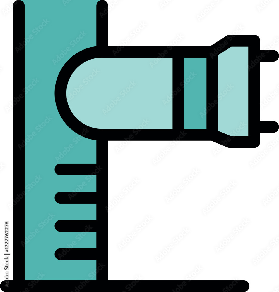 Poster Electronic height meter is measuring height with sensor and ruler, modern equipment for accurate measurement