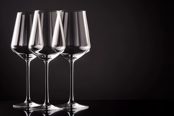 wine glass on black background