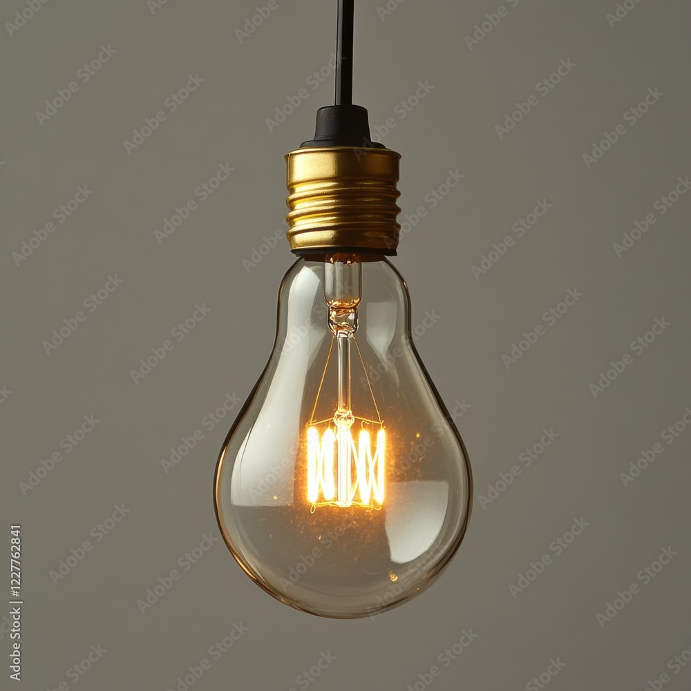 Leinwandbilder light bulb hanging from a simple ceiling fixture in a softly lit room during evening hours for a war