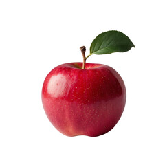 Realistic Red Apple Close-Up Isolated on Transparent Background.