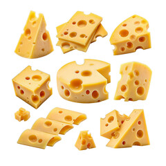Cheeses Separated with Transparent Background