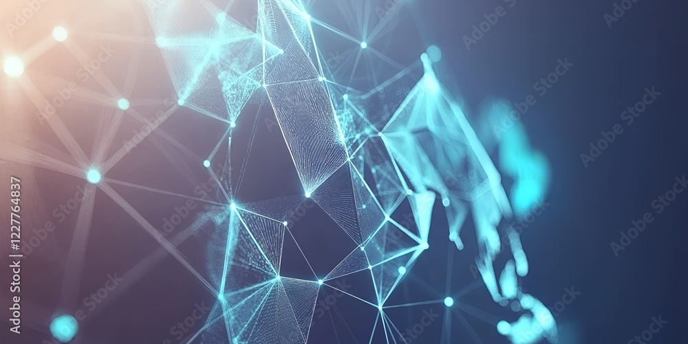 Poster abstract network connection futuristic blue geometric polygonal structure