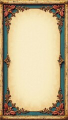 Distressed vintage border frame with wooden engraving, traditional style, classic design, wooden decor