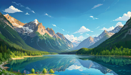 Fototapeta premium Breathtaking mountain lakes in a scenic national park landscape