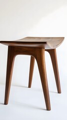 Fototapeta premium 74. A modern wooden dining bench with a smooth, comfortable seat, displayed on a white backdrop