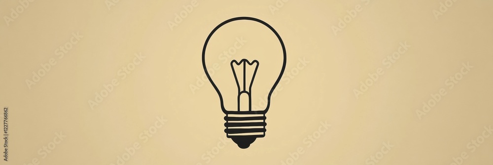 Aufkleber creative design of a light bulb on a soft beige background with a minimalist style illustrating the 