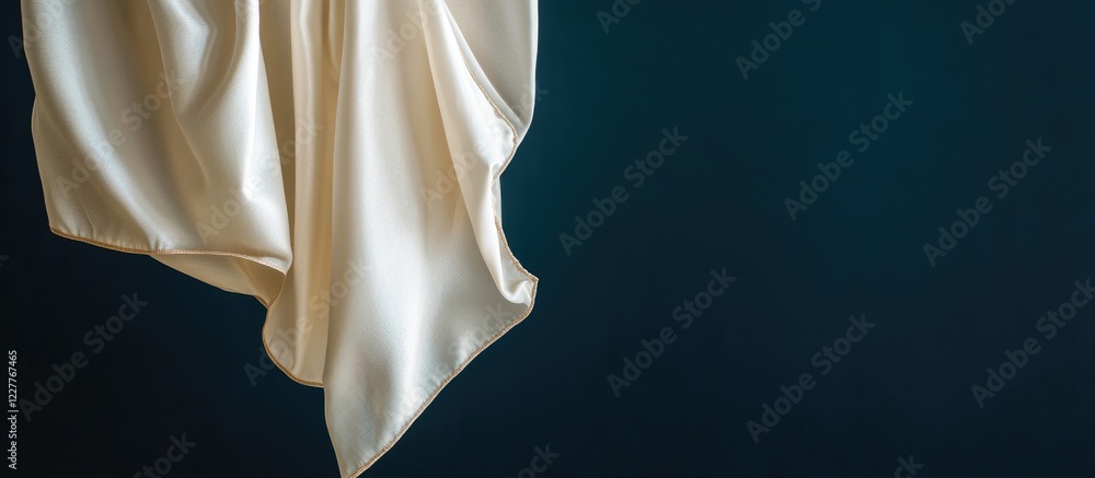 Poster elegant folded satin fabric draped against dark background with ample copy space for text or design 