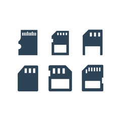 Memory card icons set vector illustration