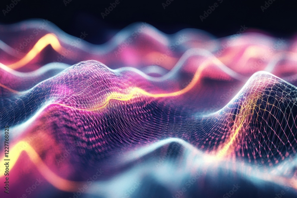 Poster abstract waves of vibrant colors create a mesmerizing visual display in digital art