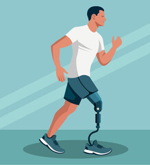 Athletic Man with Prosthetic Leg Running