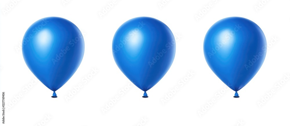 Poster blue balloons in flight isolated on white background ideal for text overlay or product display with 