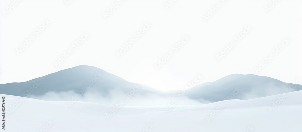 Aufkleber serene fog rolling over snow-capped mountains with expansive copy space for text and imagery