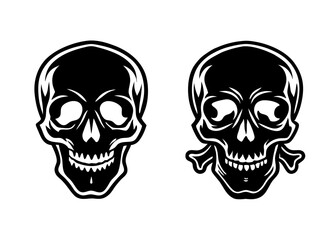 Skull Icons Black and White Minimalist Design Vector Graphics