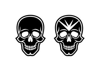Skull Icons Black and White Minimalist Design Vector Graphics