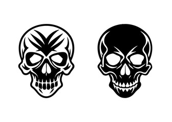 Skull Icons Black and White Minimalist Design Vector Graphics