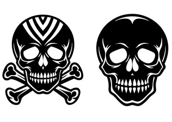 Skull Icons Black and White Minimalist Design Vector Graphics