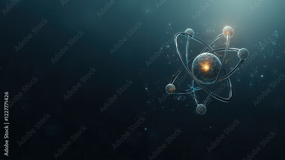 Aufkleber glowing atomic structure with intricate details and 3d rendering, showcasing beauty of science and t