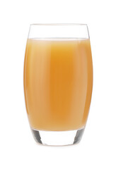 Tasty apple juice in glass isolated on white