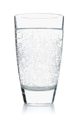 Refreshing soda water in glass isolated on white