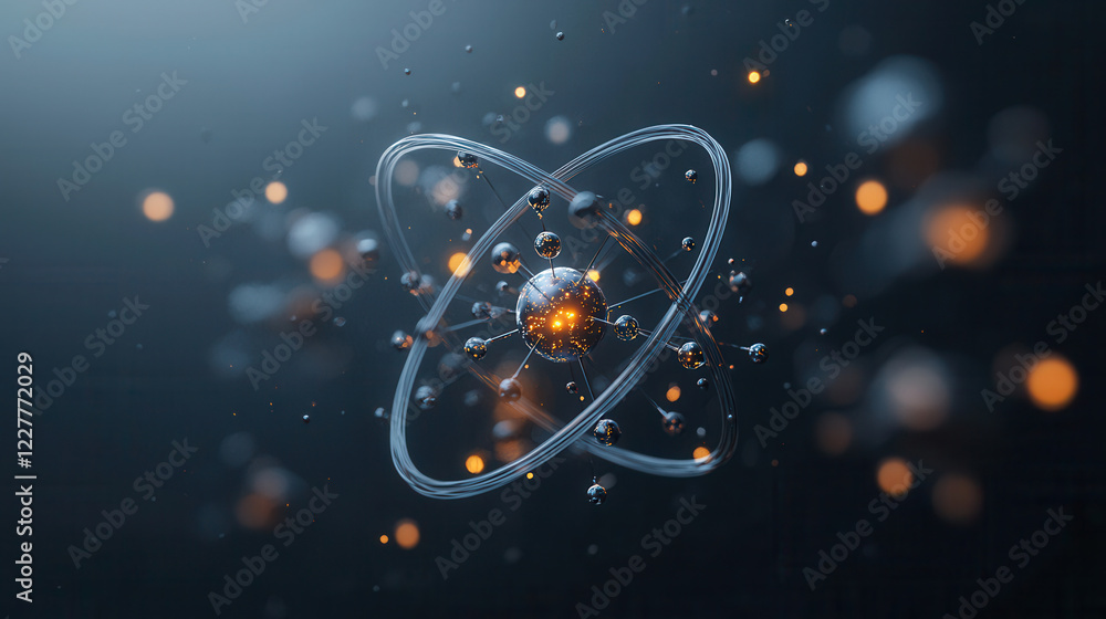 Poster highly detailed 3d rendering of atomic structure, showcasing vibrant particles and energy. this capt