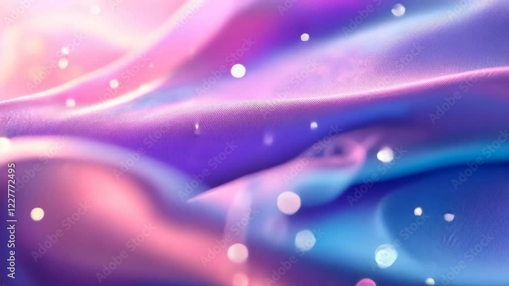 Poster an abstract digital rendering featuring a soft, wavy texture with shades of pink, purple, and blue, 