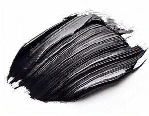 elegant small smear of thick black oil paint isolated on white background