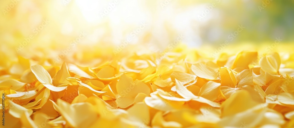 Poster vibrant field of yellow flower petals creating a serene backdrop with ample copyspace for text or ar