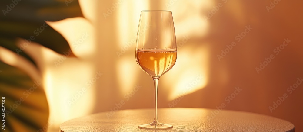 Aufkleber elegant flute of sparkling wine on a table with warm ambient lighting and an empty space for text or