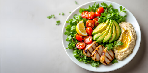 Healthy meal plater, chicken avocado