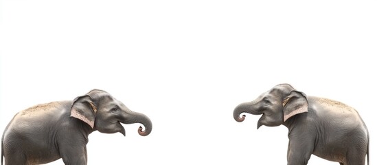 Obraz premium Family of elephants in communication with each other creating a serene empty space for personalized text or messaging