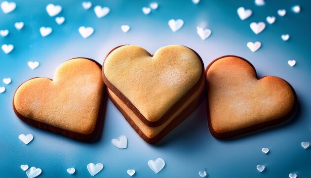 delicious cookies with shape of hearts