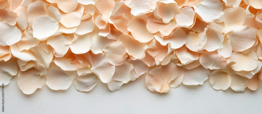 Aufkleber delicate light-colored flower petals arranged in a flat lay with ample copyspace for elegant text or