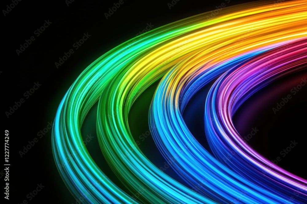 Poster dynamic colorful light trails abstract art digital background vibrant environment close-up view crea