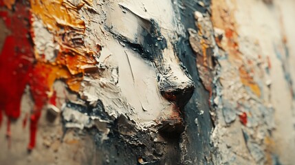 Abstract Impasto Painting: A Close-Up of Textured Brushstrokes and Hues