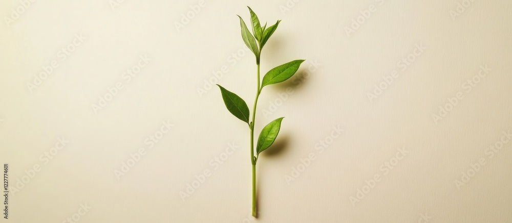 Poster green stem with fresh foliage isolated on a light background ideal for eco-friendly concepts and emp
