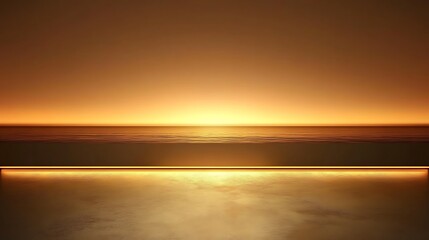 Golden Sunset Over Calm Ocean Reflected On Illuminated Floor