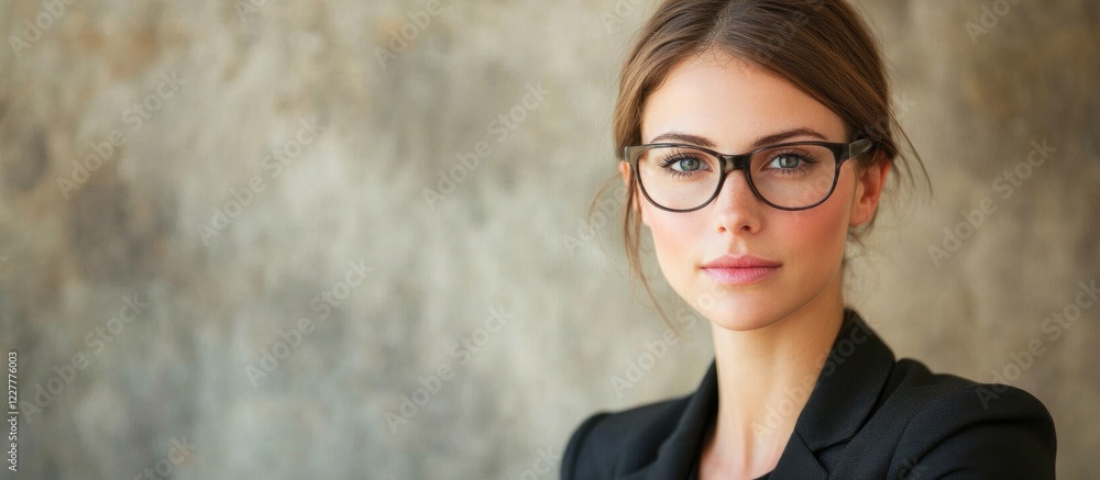 Poster professional project manager portrait with space for text in a modern business environment