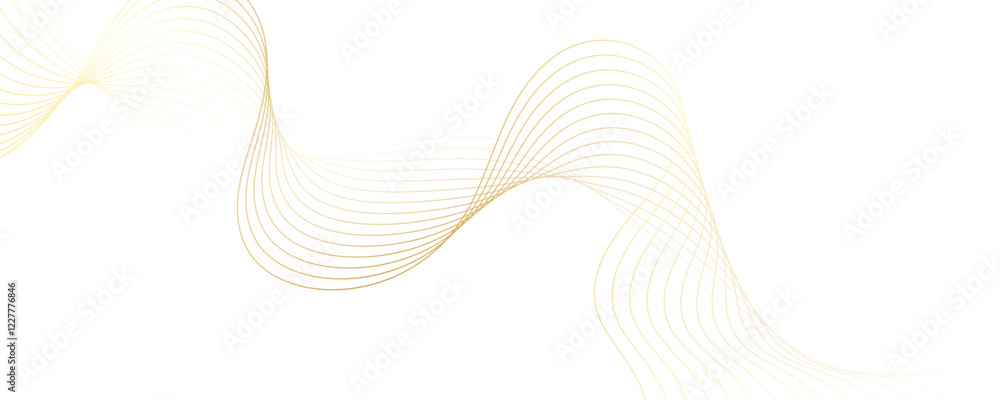 Poster abstract golden linear background. flowing particles future technology concept abstract gradient and