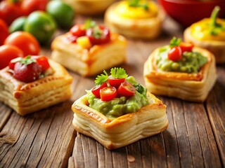 Colorful Sauces & Relishes on Puff Pastry Palette - Tilt-Shift Food Photography