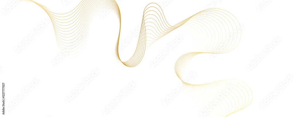 Poster abstract golden linear background. flowing particles future technology concept abstract gradient and