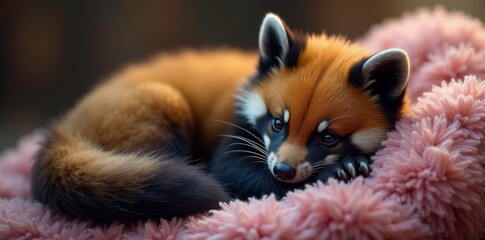 Obraz premium Soft and cuddly wolverine snuggled up in a ball, wolverine, softness