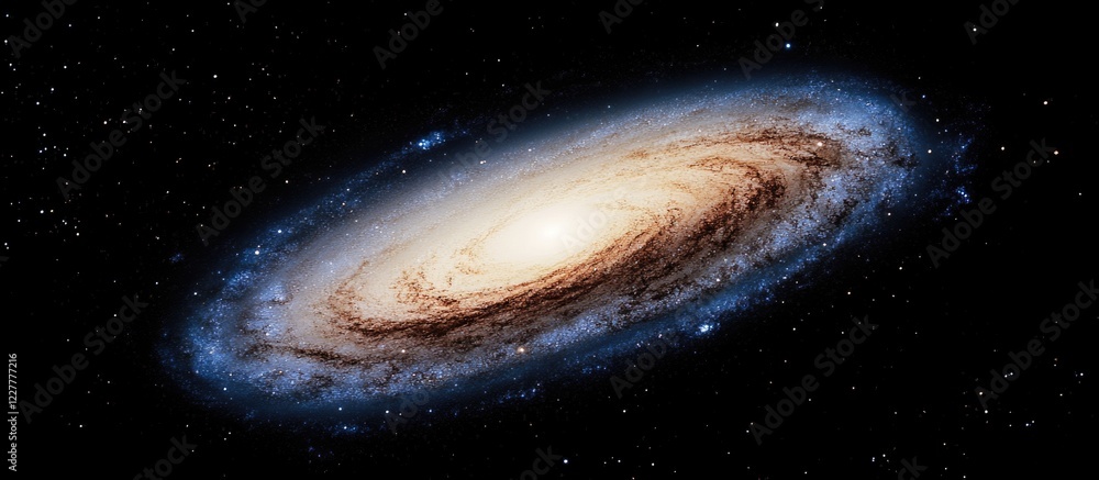 Poster captivating galaxy shot with expansive dark space for text overlay in macro photography techniques