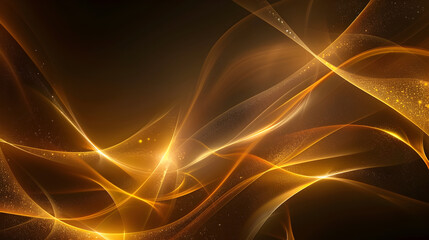 Abstract golden waves with light effects creating a dynamic, fluid appearance.