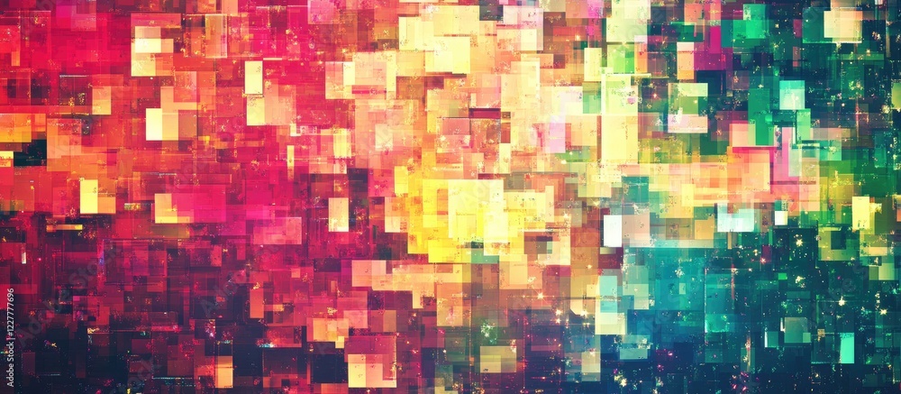 Poster colorful abstract digital noise background with geometric shapes creating a modern, luxurious textur