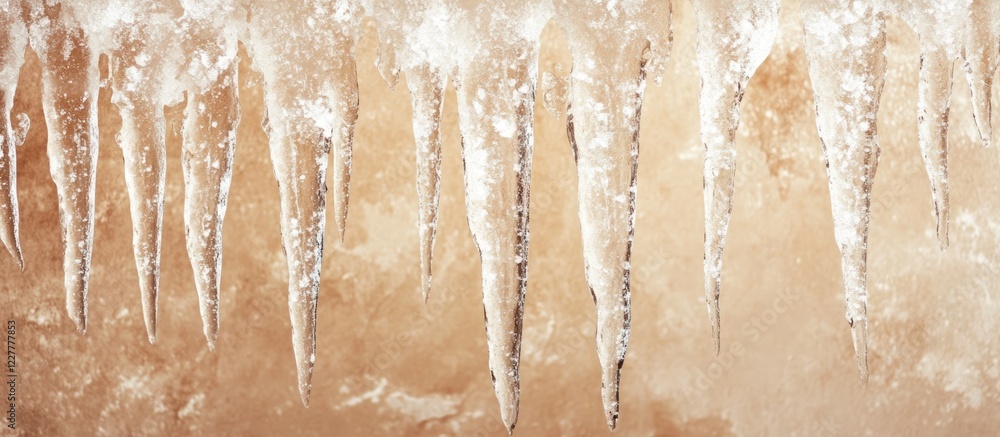 Poster boho style wallpaper texture featuring icicles and light brown background with space for text ideal 
