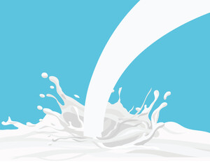 Fresh Milk Splash on Turquoise Background