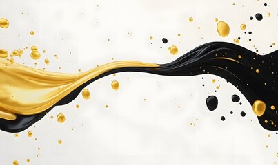 Black gold liquid swirls, marble background, splash, design