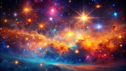 Fototapeta premium Colorful Starry Galaxy Bokeh - Vibrant Nebula and Shining Stars Stock Photo