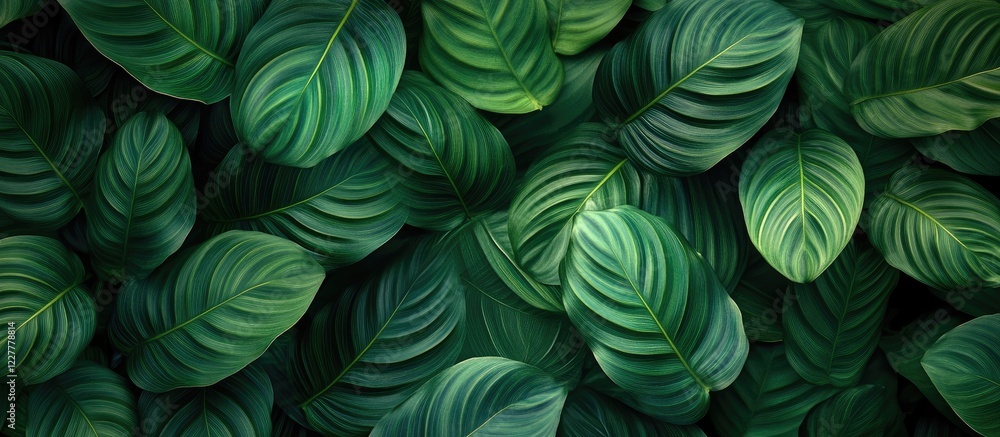 Poster green leaf texture background with striped design and overlapping leaves ideal for nature-themed pro